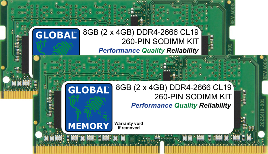 8GB (2 x 4GB) DDR4 2666MHz PC4-21300 260-PIN SODIMM MEMORY RAM KIT FOR LAPTOPS/NOTEBOOKS